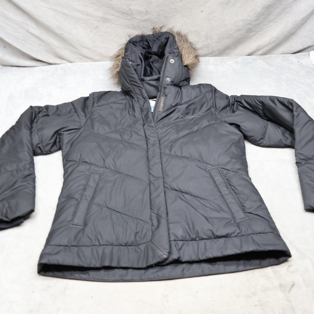 Columbia Jacket Women Small Black Snow Eclipse Insulated Faux Fur Trim Puffer